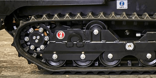 Close-up photo of track buggy all terrain tracks