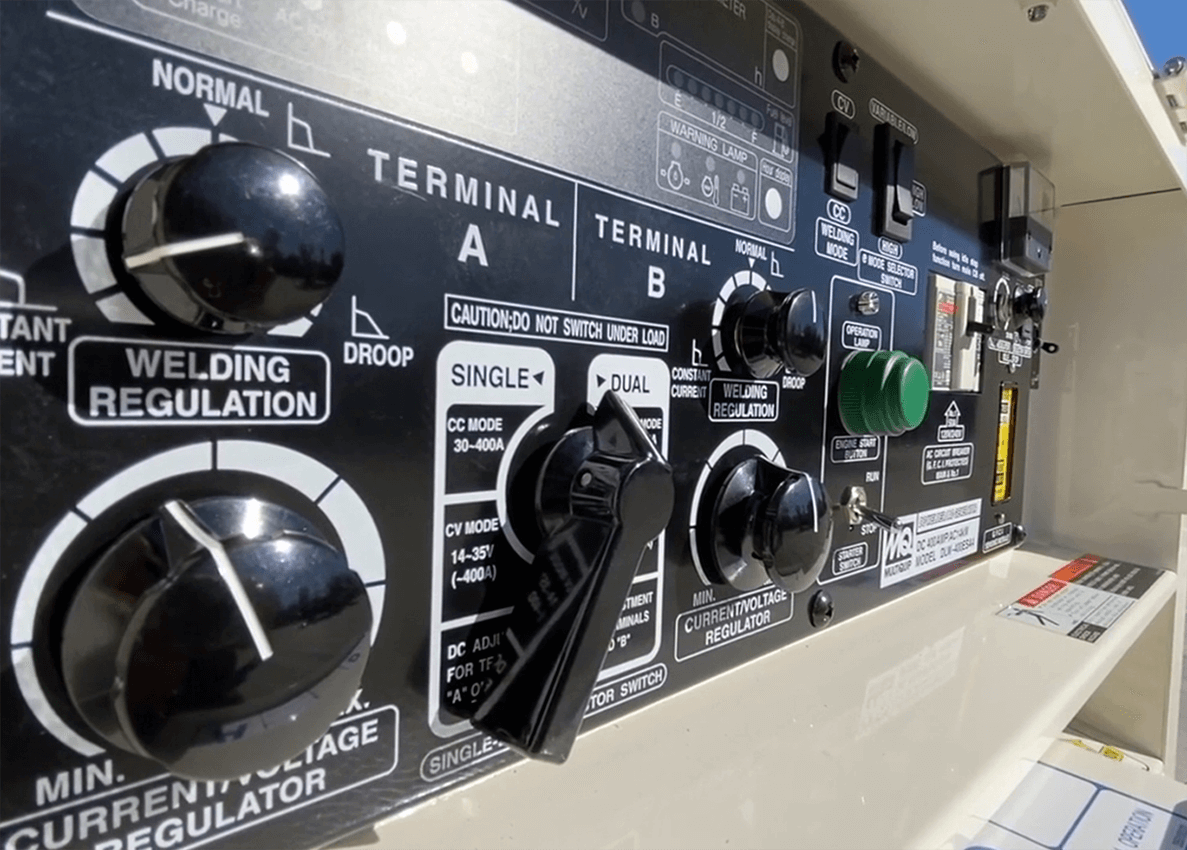 Close-up photo of welder control panel